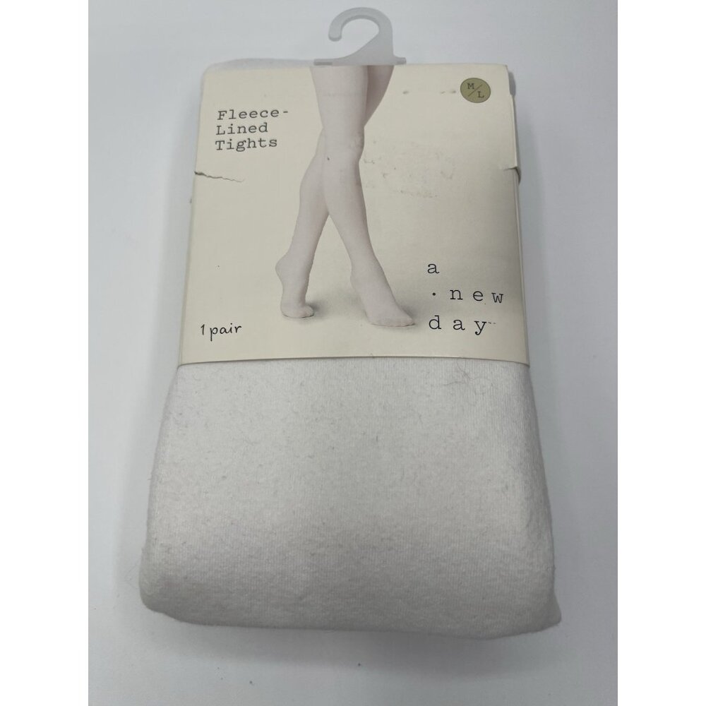 A New Day Charcoal Ivory Fleece Lined Tights Pants Women's Size Medium Large M/L